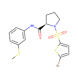 CSc1cccc(NC(=O)[C@H]2CCCN2S(=O)(=O)c2ccc(Br)s2)c1 ZINC000001124850