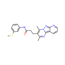 CSc1cccc(NC(=O)CCc2c(C)nc3c4cccnc4nn3c2C)c1 ZINC000006737725