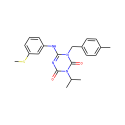 CSc1cccc(Nc2nc(=O)n(C(C)C)c(=O)n2Cc2ccc(C)cc2)c1 ZINC000143017178