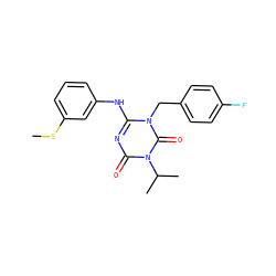 CSc1cccc(Nc2nc(=O)n(C(C)C)c(=O)n2Cc2ccc(F)cc2)c1 ZINC000200514254
