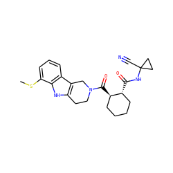 CSc1cccc2c3c([nH]c12)CCN(C(=O)[C@@H]1CCCC[C@H]1C(=O)NC1(C#N)CC1)C3 ZINC000095553941