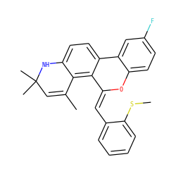 CSc1ccccc1/C=C1\Oc2ccc(F)cc2-c2ccc3c(c21)C(C)=CC(C)(C)N3 ZINC000013527205