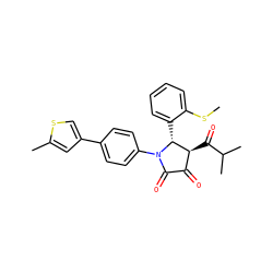 CSc1ccccc1[C@@H]1[C@@H](C(=O)C(C)C)C(=O)C(=O)N1c1ccc(-c2csc(C)c2)cc1 ZINC000169696631