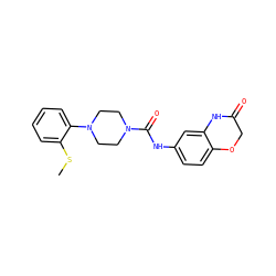 CSc1ccccc1N1CCN(C(=O)Nc2ccc3c(c2)NC(=O)CO3)CC1 ZINC000004053867