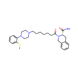 CSc1ccccc1N1CCN(CCCCCCC(=O)N2Cc3ccccc3C[C@H]2C(N)=O)CC1 ZINC000169310368