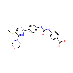 CSc1cnc(-c2ccc(NC(=O)Nc3ccc(C(=O)O)cc3)cc2)nc1N1CCOCC1 ZINC000205767454