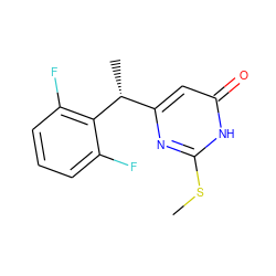 CSc1nc([C@@H](C)c2c(F)cccc2F)cc(=O)[nH]1 ZINC000013474560