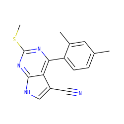 CSc1nc(-c2ccc(C)cc2C)c2c(C#N)c[nH]c2n1 ZINC000095572554