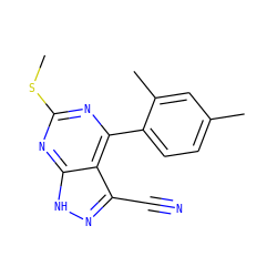 CSc1nc(-c2ccc(C)cc2C)c2c(C#N)n[nH]c2n1 ZINC000095571992