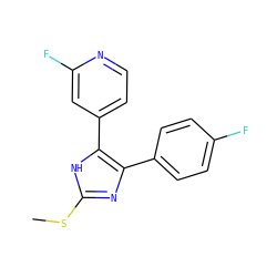 CSc1nc(-c2ccc(F)cc2)c(-c2ccnc(F)c2)[nH]1 ZINC000013524430