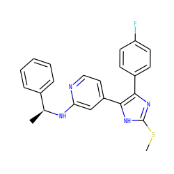 CSc1nc(-c2ccc(F)cc2)c(-c2ccnc(N[C@@H](C)c3ccccc3)c2)[nH]1 ZINC000013524440