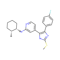 CSc1nc(-c2ccc(F)cc2)c(-c2ccnc(N[C@H]3CCCC[C@H]3C)c2)[nH]1 ZINC000040935278