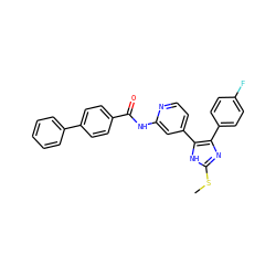 CSc1nc(-c2ccc(F)cc2)c(-c2ccnc(NC(=O)c3ccc(-c4ccccc4)cc3)c2)[nH]1 ZINC000064527947