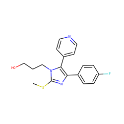 CSc1nc(-c2ccc(F)cc2)c(-c2ccncc2)n1CCCO ZINC000029054891