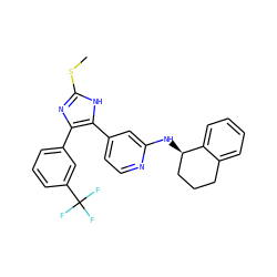 CSc1nc(-c2cccc(C(F)(F)F)c2)c(-c2ccnc(N[C@@H]3CCCc4ccccc43)c2)[nH]1 ZINC000040420756