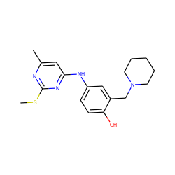 CSc1nc(C)cc(Nc2ccc(O)c(CN3CCCCC3)c2)n1 ZINC000001696743
