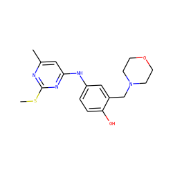 CSc1nc(C)cc(Nc2ccc(O)c(CN3CCOCC3)c2)n1 ZINC000031925021
