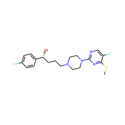 CSc1nc(N2CCN(CCC[C@@H](O)c3ccc(F)cc3)CC2)ncc1F ZINC000013730876