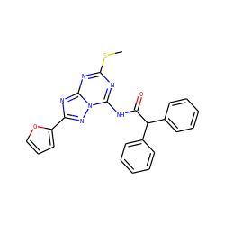 CSc1nc(NC(=O)C(c2ccccc2)c2ccccc2)n2nc(-c3ccco3)nc2n1 ZINC000049068073