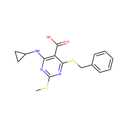 CSc1nc(NC2CC2)c(C(=O)O)c(SCc2ccccc2)n1 ZINC000053230898