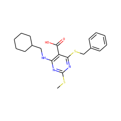 CSc1nc(NCC2CCCCC2)c(C(=O)O)c(SCc2ccccc2)n1 ZINC000053312957
