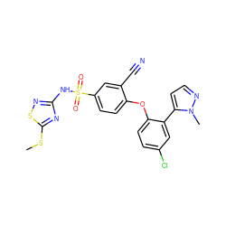 CSc1nc(NS(=O)(=O)c2ccc(Oc3ccc(Cl)cc3-c3ccnn3C)c(C#N)c2)ns1 ZINC000095582801