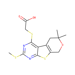 CSc1nc(SCC(=O)O)c2c3c(sc2n1)COC(C)(C)C3 ZINC000002237023