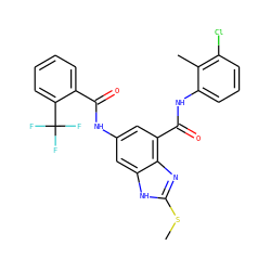CSc1nc2c(C(=O)Nc3cccc(Cl)c3C)cc(NC(=O)c3ccccc3C(F)(F)F)cc2[nH]1 ZINC000205654391