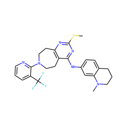 CSc1nc2c(c(Nc3ccc4c(c3)N(C)CCC4)n1)CCN(c1ncccc1C(F)(F)F)CC2 ZINC000144910150