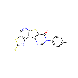 CSc1nc2c(cnc3sc4c(=O)n(-c5ccc(C)cc5)cnc4c32)s1 ZINC000028827149