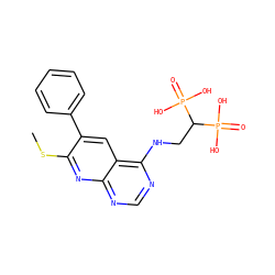 CSc1nc2ncnc(NCC(P(=O)(O)O)P(=O)(O)O)c2cc1-c1ccccc1 ZINC000299825360