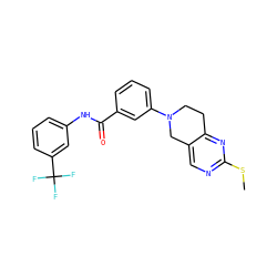 CSc1ncc2c(n1)CCN(c1cccc(C(=O)Nc3cccc(C(F)(F)F)c3)c1)C2 ZINC000204920757
