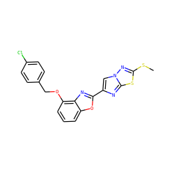 CSc1nn2cc(-c3nc4c(OCc5ccc(Cl)cc5)cccc4o3)nc2s1 ZINC000653767425