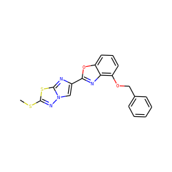 CSc1nn2cc(-c3nc4c(OCc5ccccc5)cccc4o3)nc2s1 ZINC000653762252