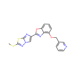 CSc1nn2cc(-c3nc4c(OCc5cccnc5)cccc4o3)nc2s1 ZINC000653764991