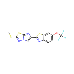 CSc1nn2cc(-c3nc4ccc(OC(F)(F)F)cc4s3)nc2s1 ZINC000205908563