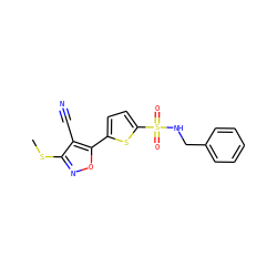 CSc1noc(-c2ccc(S(=O)(=O)NCc3ccccc3)s2)c1C#N ZINC000003120110