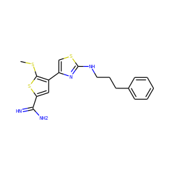 CSc1sc(C(=N)N)cc1-c1csc(NCCCc2ccccc2)n1 ZINC000028001131