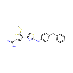 CSc1sc(C(=N)N)cc1-c1csc(Nc2ccc(Cc3ccccc3)cc2)n1 ZINC000028012831