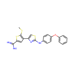 CSc1sc(C(=N)N)cc1-c1csc(Nc2ccc(Oc3ccccc3)cc2)n1 ZINC000028009073