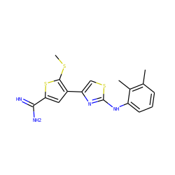 CSc1sc(C(=N)N)cc1-c1csc(Nc2cccc(C)c2C)n1 ZINC000028005080