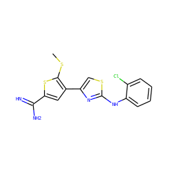 CSc1sc(C(=N)N)cc1-c1csc(Nc2ccccc2Cl)n1 ZINC000028004253