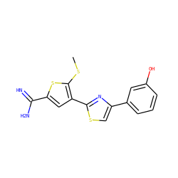 CSc1sc(C(=N)N)cc1-c1nc(-c2cccc(O)c2)cs1 ZINC000028771020