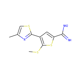 CSc1sc(C(=N)N)cc1-c1nc(C)cs1 ZINC000028771142