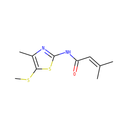 CSc1sc(NC(=O)C=C(C)C)nc1C ZINC000069619626