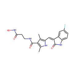 Cc1[nH]c(/C=C2\C(=O)Nc3ccc(F)cc32)c(C)c1C(=O)NCCC(=O)NO ZINC000043194444
