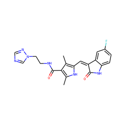Cc1[nH]c(/C=C2\C(=O)Nc3ccc(F)cc32)c(C)c1C(=O)NCCn1cncn1 ZINC000034802939