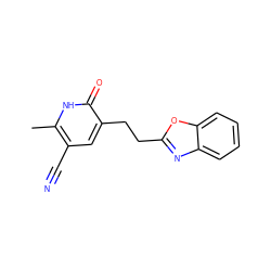 Cc1[nH]c(=O)c(CCc2nc3ccccc3o2)cc1C#N ZINC000005891306