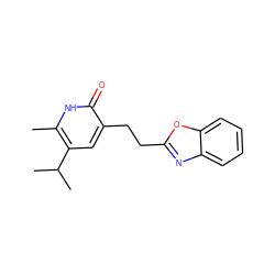 Cc1[nH]c(=O)c(CCc2nc3ccccc3o2)cc1C(C)C ZINC000005891315