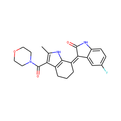 Cc1[nH]c2c(c1C(=O)N1CCOCC1)CCC/C2=C1/C(=O)Nc2ccc(F)cc21 ZINC000096284766